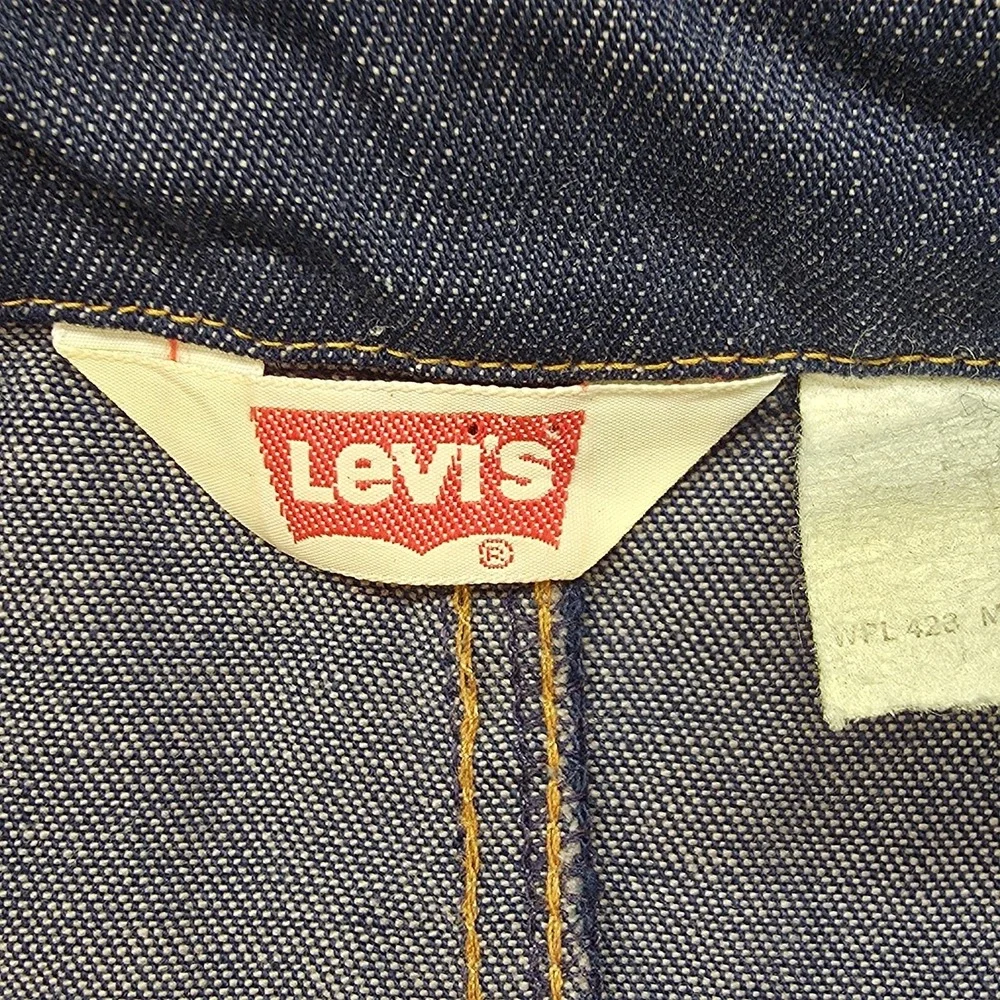 Vintage Levi's Denim Jean Chore Jacket Men's Medium Button Up Orange Tab Pockets - Picture 7 of 16